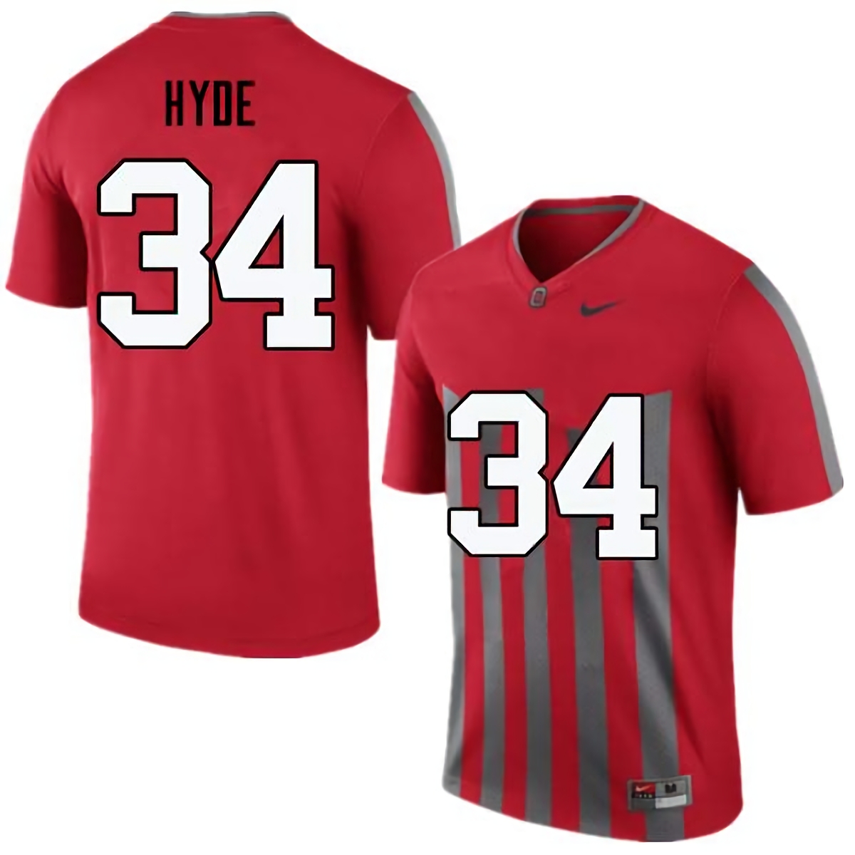 Carlos Hyde Ohio State Buckeyes Men's NCAA #34 Nike Throwback Red College Stitched Football Jersey ROB1356UH